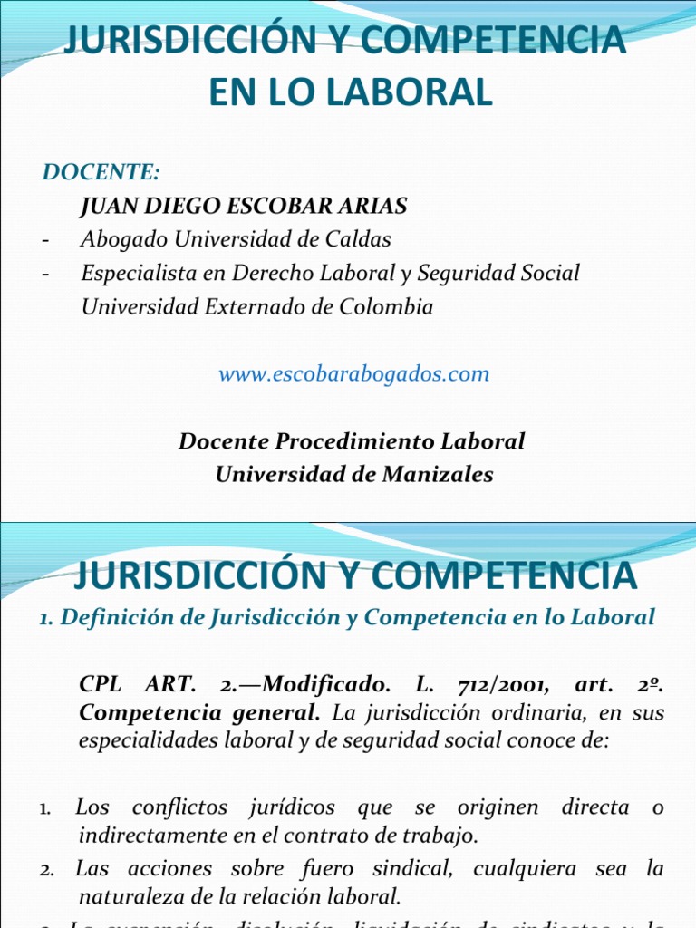 Jurisdicción y Competencia Laboral en Colombia | PDF | Competencia (ley ...