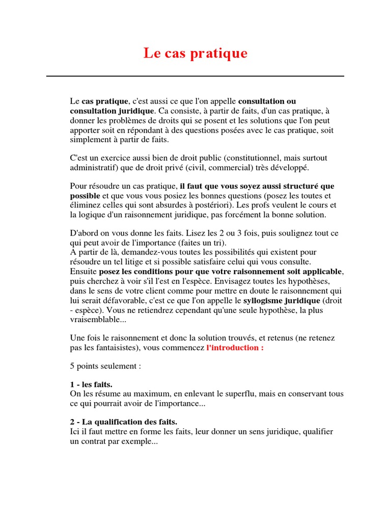 Cas Pratique Pdf Preuve Droit Vertu