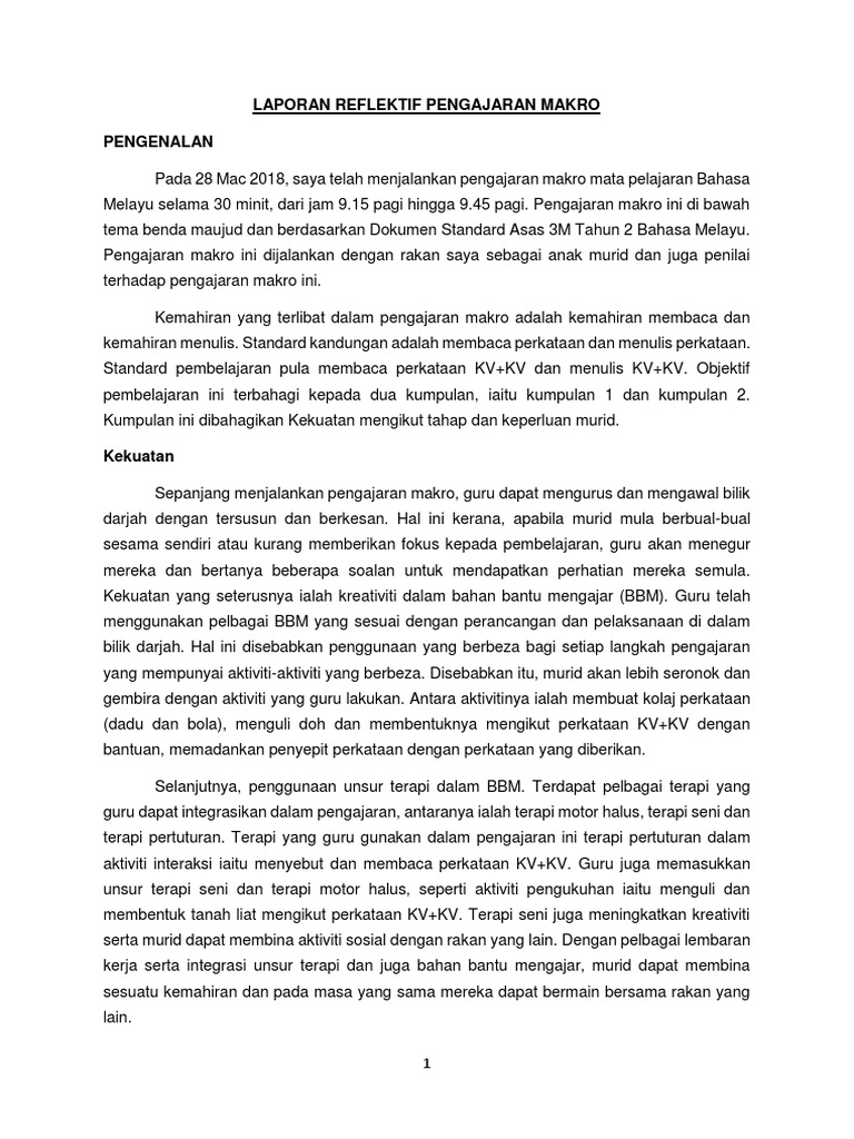 Laporan Reflektif Pengajaran Makro
