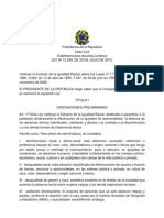 LEI 12.288 - Estatuto Da Igualdade Racial - ESPANHOL