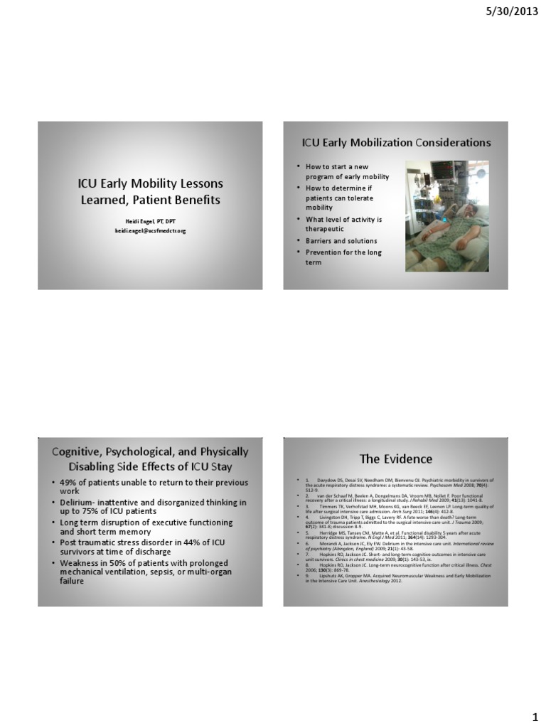 ICU Early Mobility Lessons Learned, Patient Benefits | PDF | Intensive ...