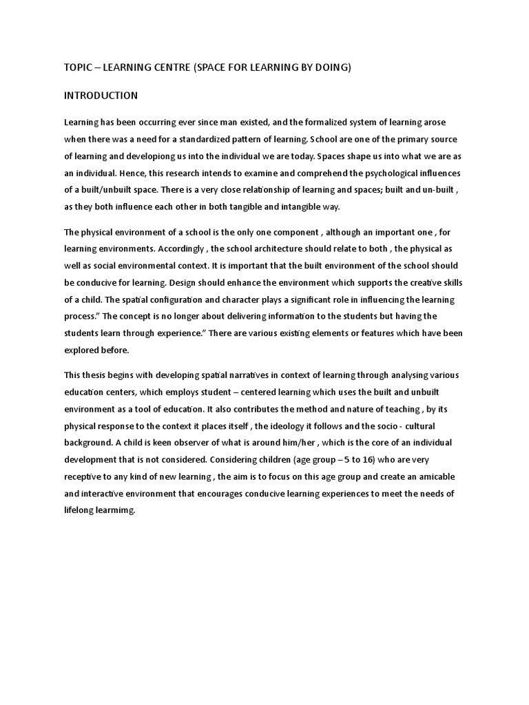 Impact of Space on Learning Environments | PDF
