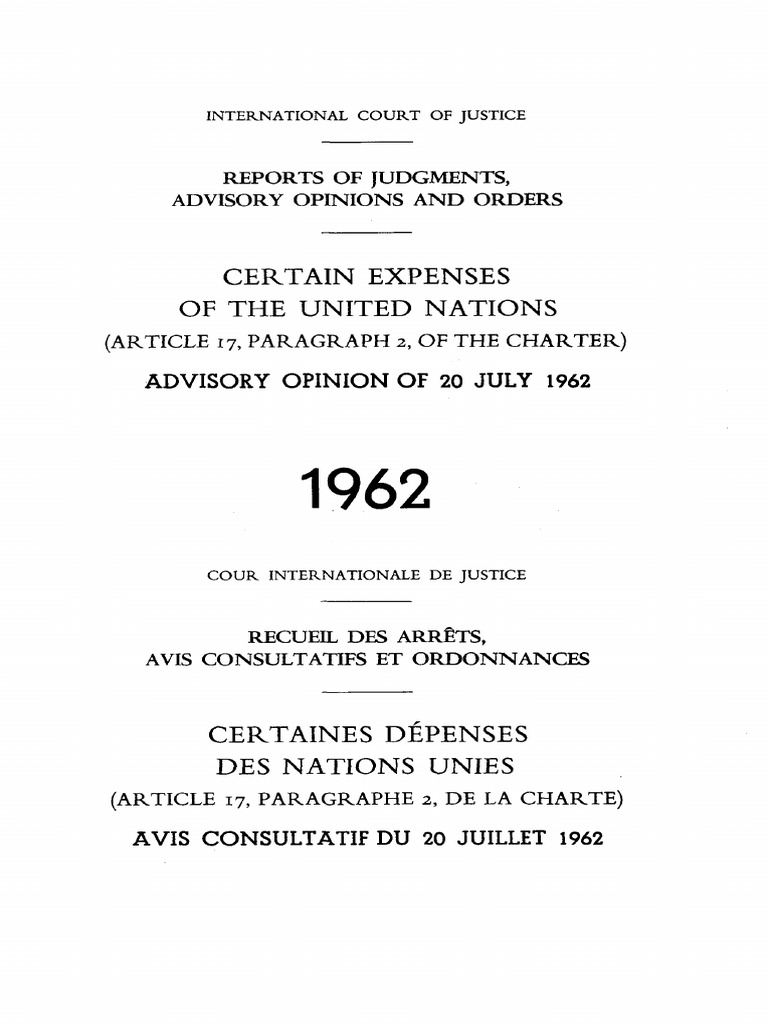 ICJ Advisory Opinion on UN Expenses 1962 | PDF | United Nations General ...