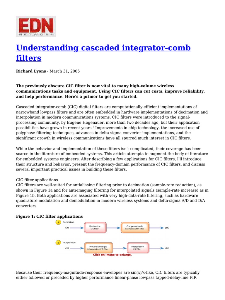 Understanding Cascaded Integrator Comb Filters Download Free PDF
