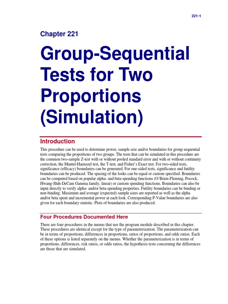 Group-Sequential Tests for Proportions | PDF | Statistical Hypothesis ...