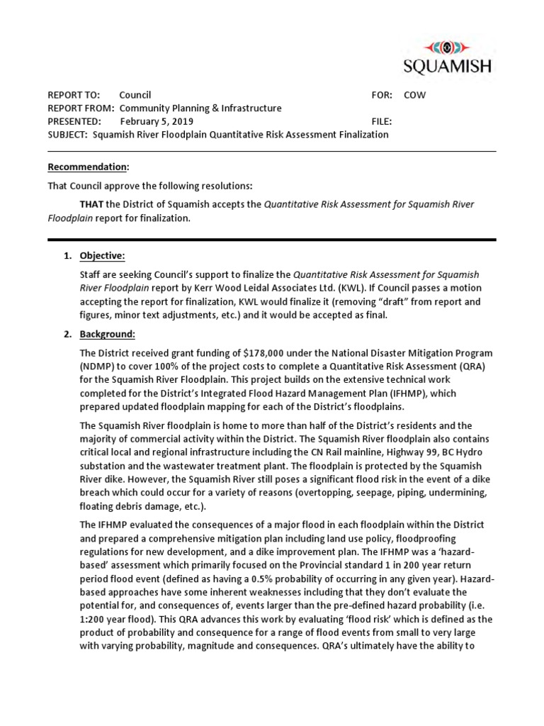 Squamish River Floodplain Quantitative Risk Assessment and Report To ...