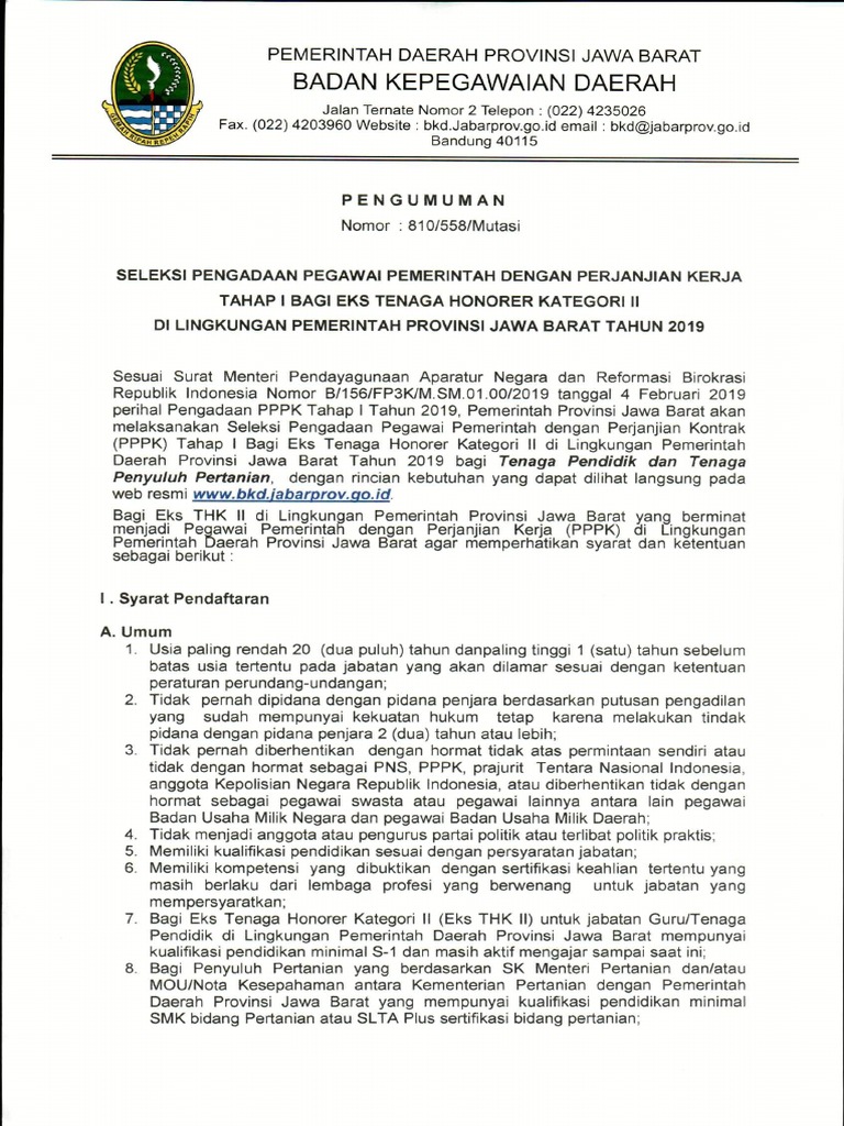 Pengumuman P3k 001