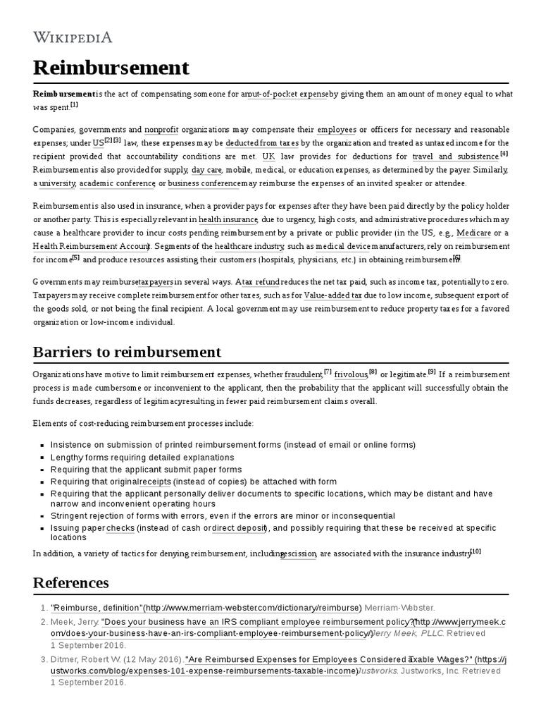 Reimbursement | PDF | Reimbursement | Payments
