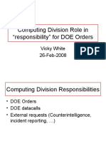 Computing Division Role in "Responsibility" For DOE Orders: Vicky White 26-Feb-2008