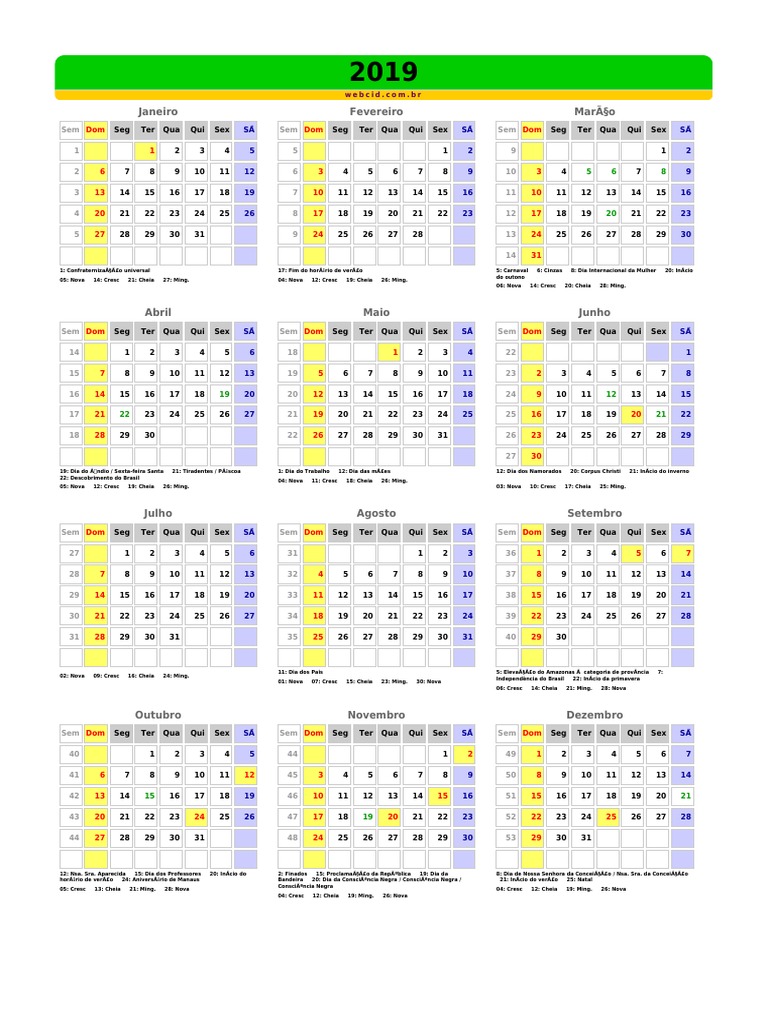 Calendario Webcid 2019 PDF Entretenimento (geral) Lazer