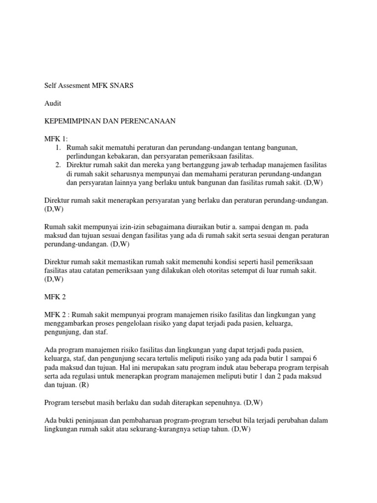 Ceklist MFK | PDF | Sains & Matematika