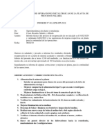 Informe técnico de operaciones metalúrgicas planta procesos Inkarri