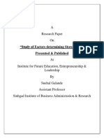 A Research Paper On: "Study of Factors Determining Store Choice" Presented & Published