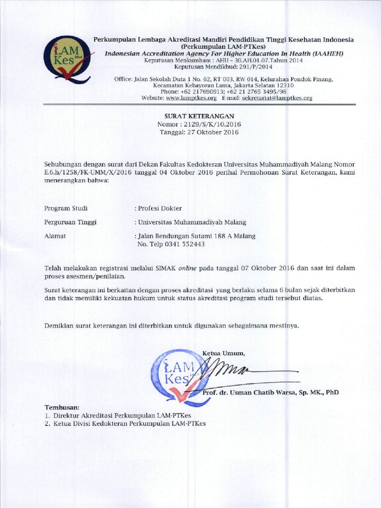 2129 Surat Keterangan Profesi Dokter Universitas
