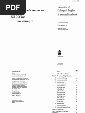 O'Connor & Arnold - Intonation of Colloquial English PDF | PDF