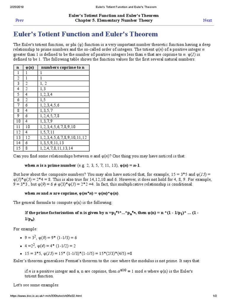 Euler's Totient Function Explained | PDF | Numbers | Abstract Algebra