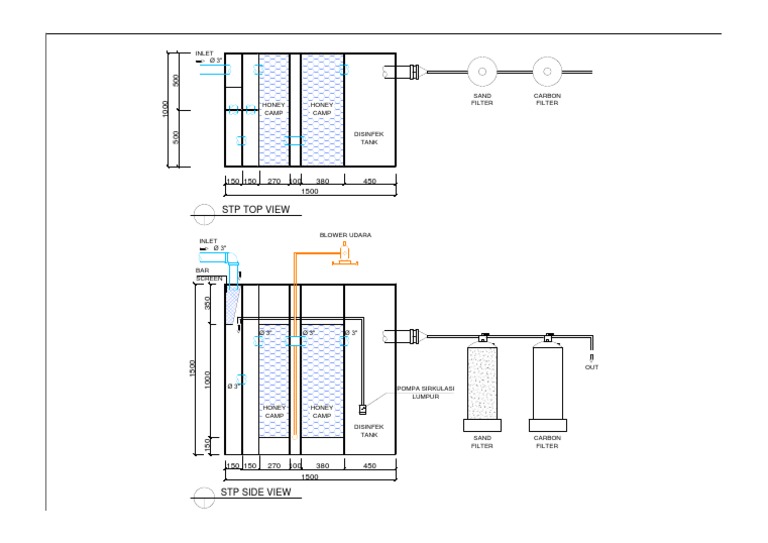 STP Plant Layout and Design Diagram | PDF