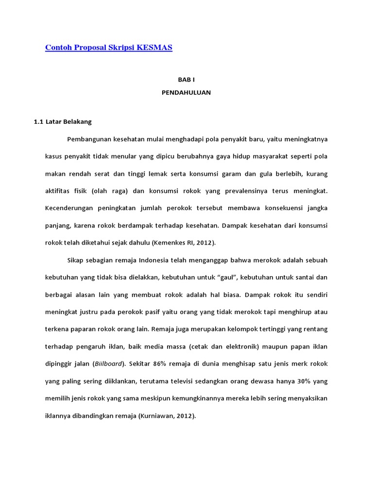 Contoh Proposal Skripsi KESMAS | PDF