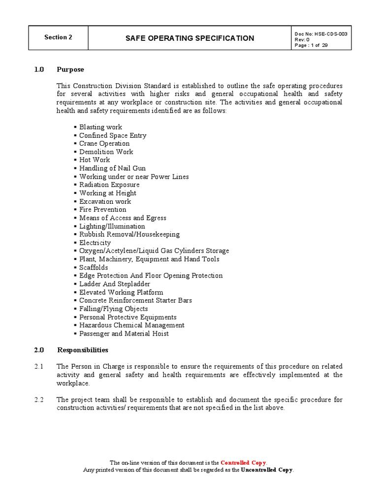Safe Operating Procedures for Construction | PDF | Demolition | Lighting
