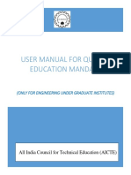 User Manual For Quality Education Mandate: (Only For Engineering Under Graduate Institutes)
