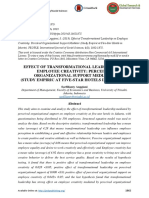 Effect of Transformational Leadership On Employee Creativity: Perceived Organizational Support Mediator