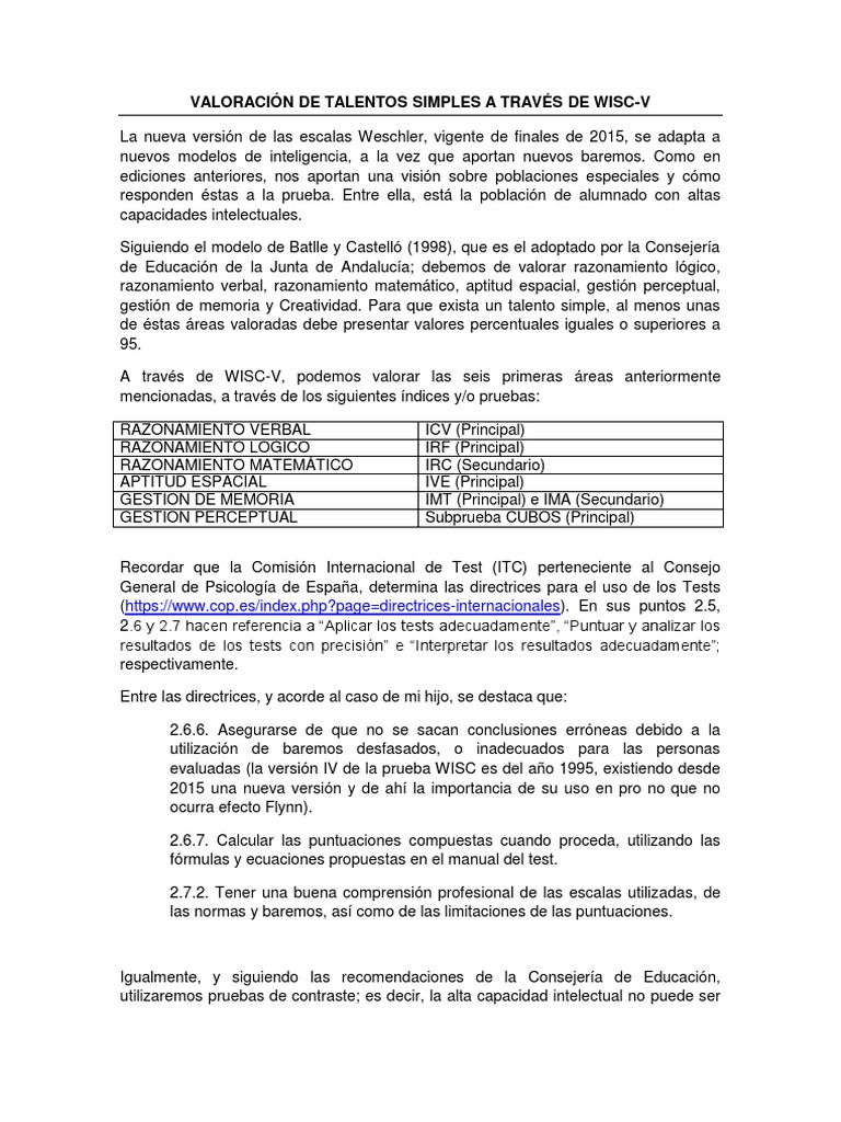 Valoración Talentos Simples | PDF | Inteligencia | Aprendizaje