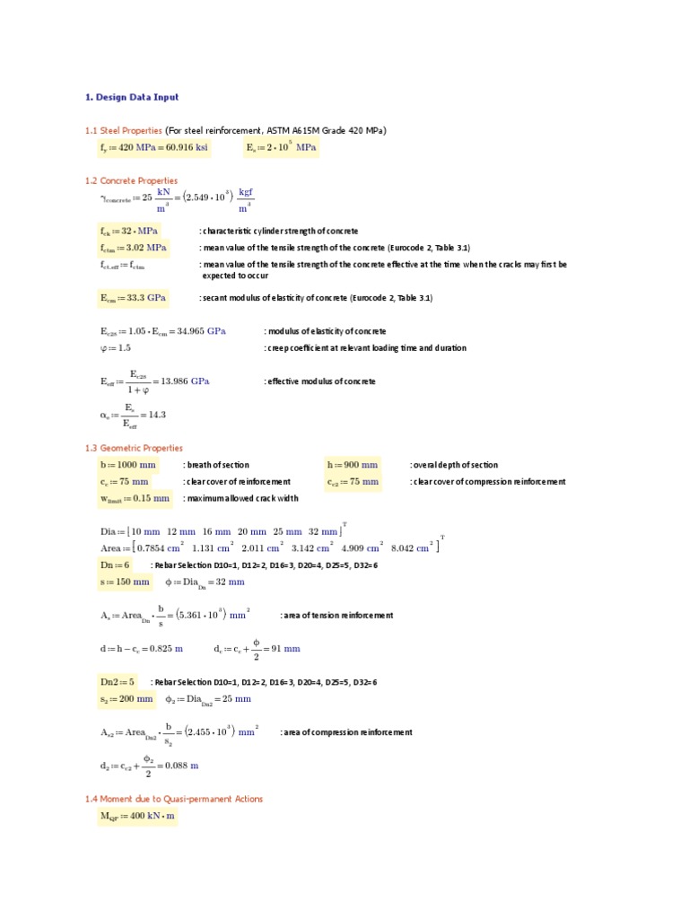Eurocode 2 Crack Width Calculation | PDF | Young's Modulus | Concrete