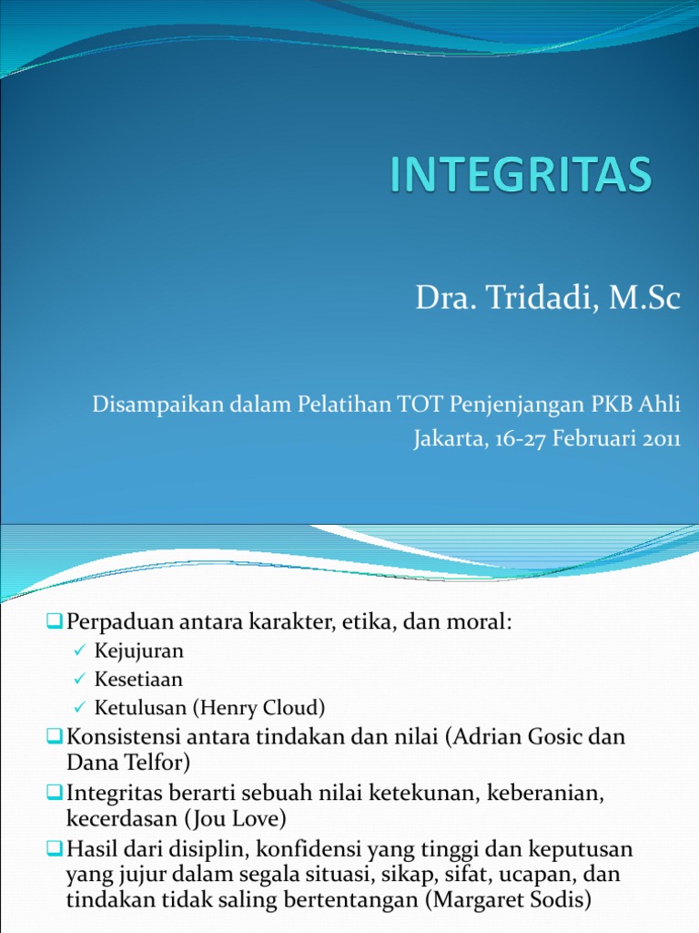 Memahami Konsep Integritas dalam Kehidupan | PDF | Karier ...