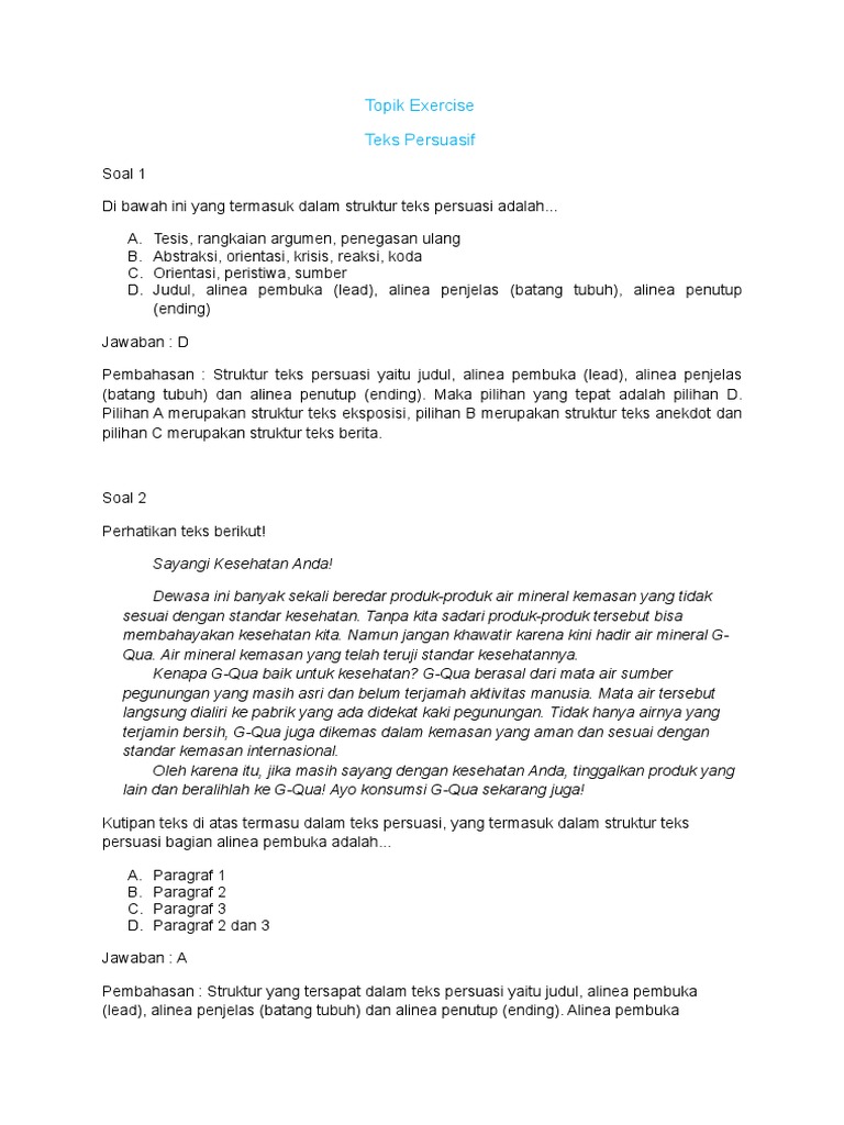 Soal Dan Jawaban Teks Persuasif Kelas 8 Rumah Pendidikan