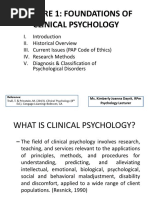 Lecture 1: Foundations of Clinical Psychology