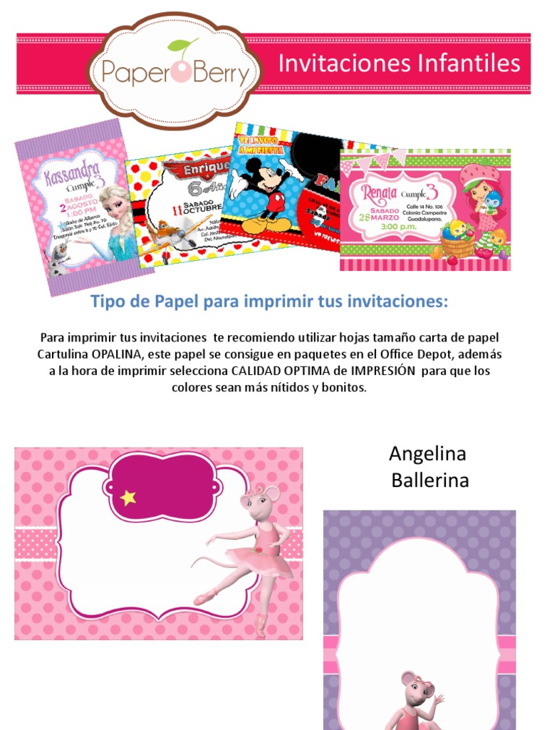 Invitaciones Fiesta Infantil | PDF, image size:768x1024