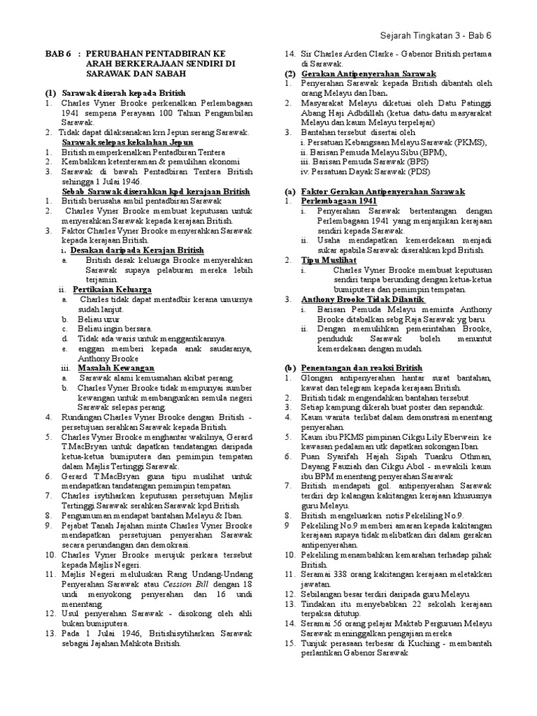 Sejarah Tingkatan 3 Bab 6 | PDF
