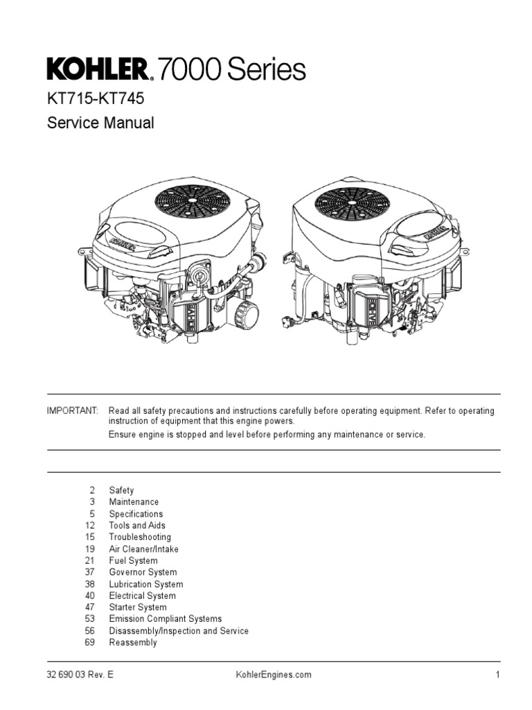 Service Manual KT715KT745 PDF Gasoline Motor Oil