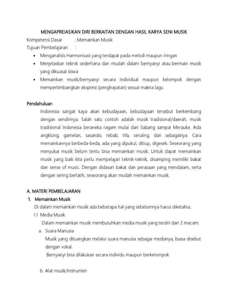 Jenis Jenis Alat  Musik  Non Vokal Berdasarkan Bahan Dan  