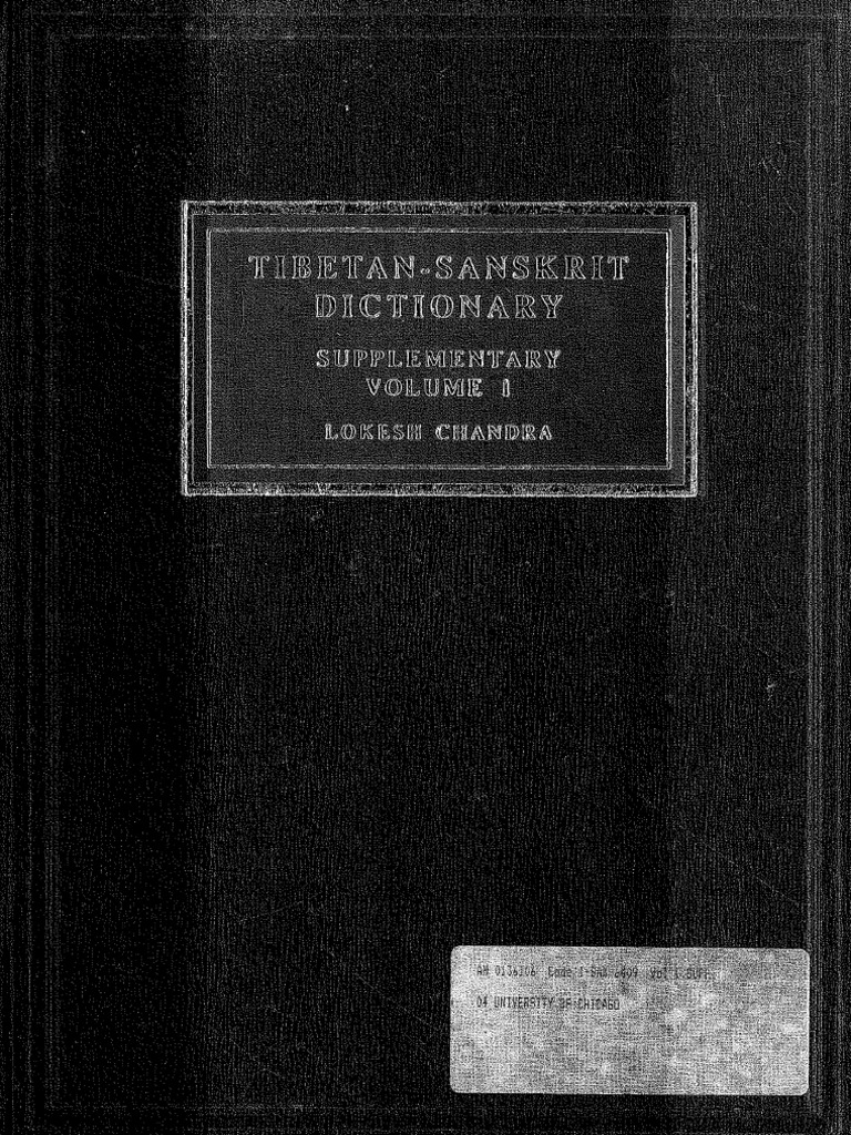 Chandra - Tibetan-Sanskrit Dictionary, Supplementary Volume 1 PDF