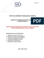 Proyecto de Exportacion de Chocolate de Cacao Con Frutas Deshidratadas PDF