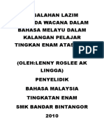 Kesalahan Lazim Penanda Wacana Dalam Bahasa Melayu Dalam Kalangan Pelajar Tingkan Enam Atas Lima