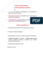 TEMAS DE INVESTIGACION Procesos Limpios PDF