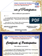 Internacional Colegio certificate participation