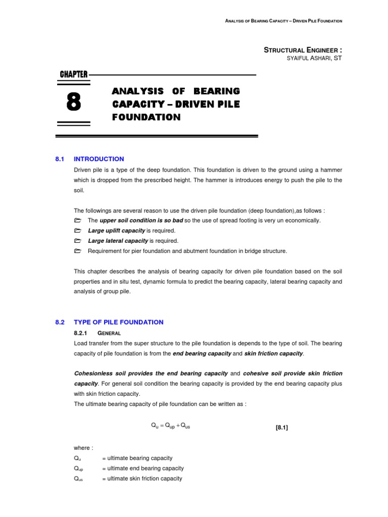 Analysis of Bearing Capacity Driven Pile | PDF | Deep Foundation ...