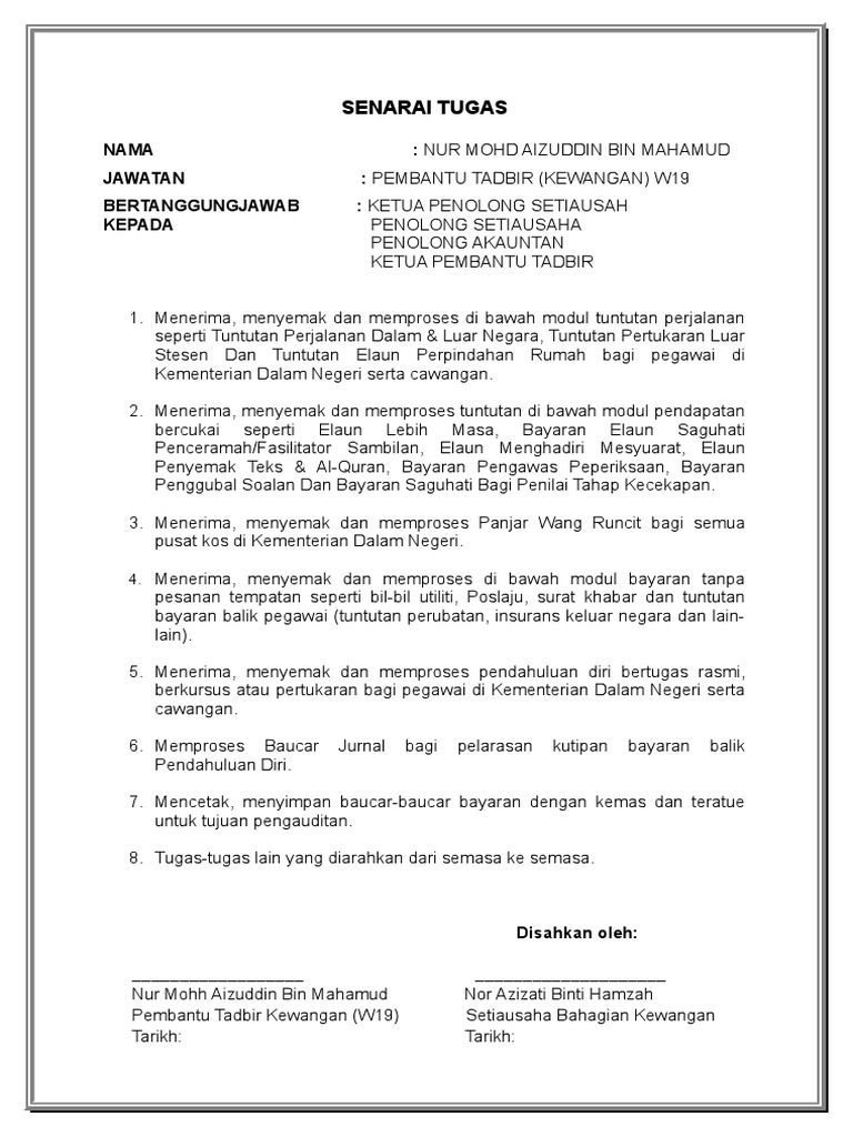 Contoh Surat Pengesahan Tiada Tuntutan Dibuat Semasa Berpindah