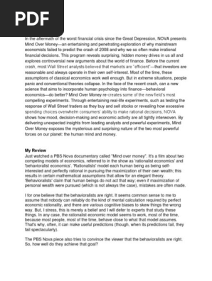 Mind Over Money Assignment Pdf Economic Bubble Rationality