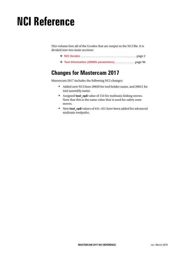 Mastercam 2017 NCI Reference A Comprehensive Guide to Post Variables
