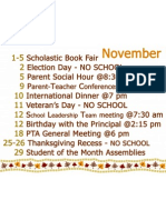November 2010 PTA Calendar PS/IS 217 (The Roosevelt Island School)