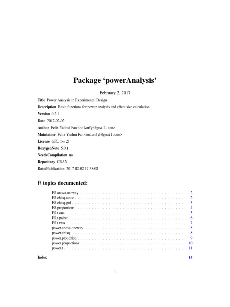 Power Analysis Functions in R | PDF | Student's T Test | Standard Error