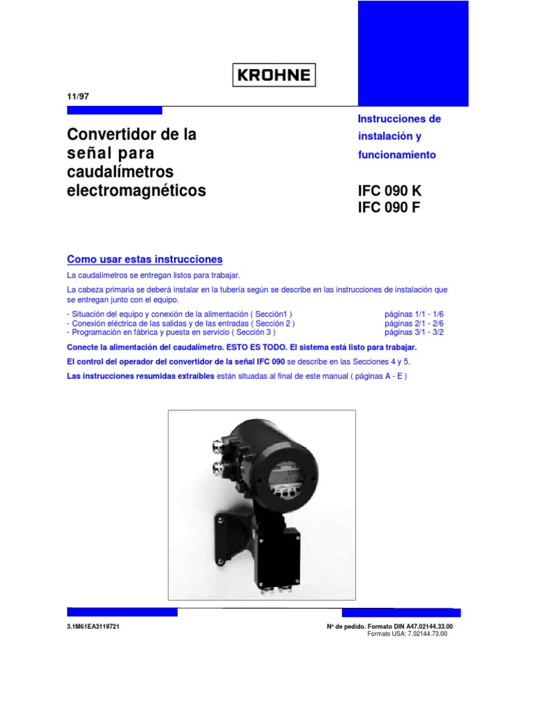 Manual de Caudalímetro Krohne IFC 090 | PDF | Diodo emisor de luz | Relé