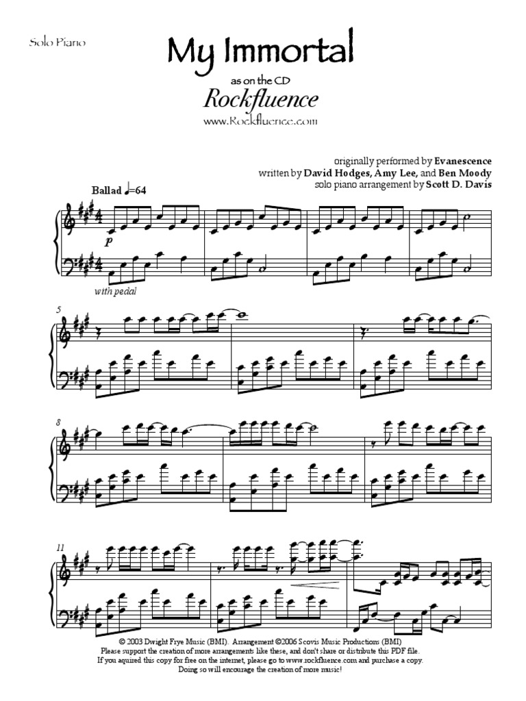 My Inmortal Partitura Piano PDF | PDF | American Musicians | Leisure