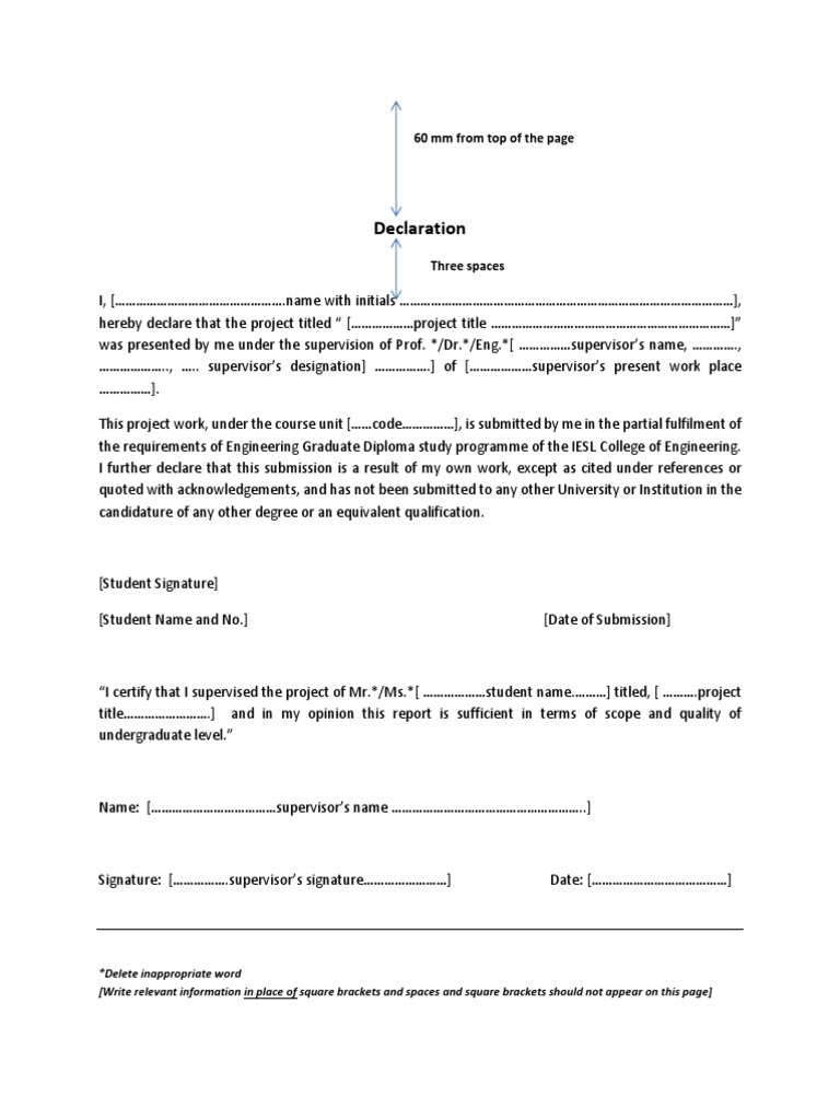 Project Declaration for Engineering Diploma | PDF