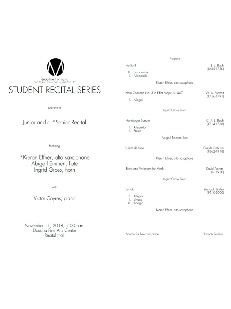 Voice Recital Program Highlights | PDF | Wolfgang Amadeus Mozart ...