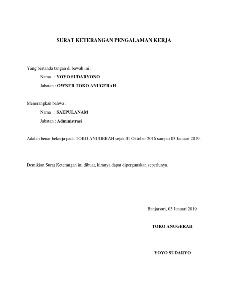 Surat Keterangan Pengalaman Kerjadocx